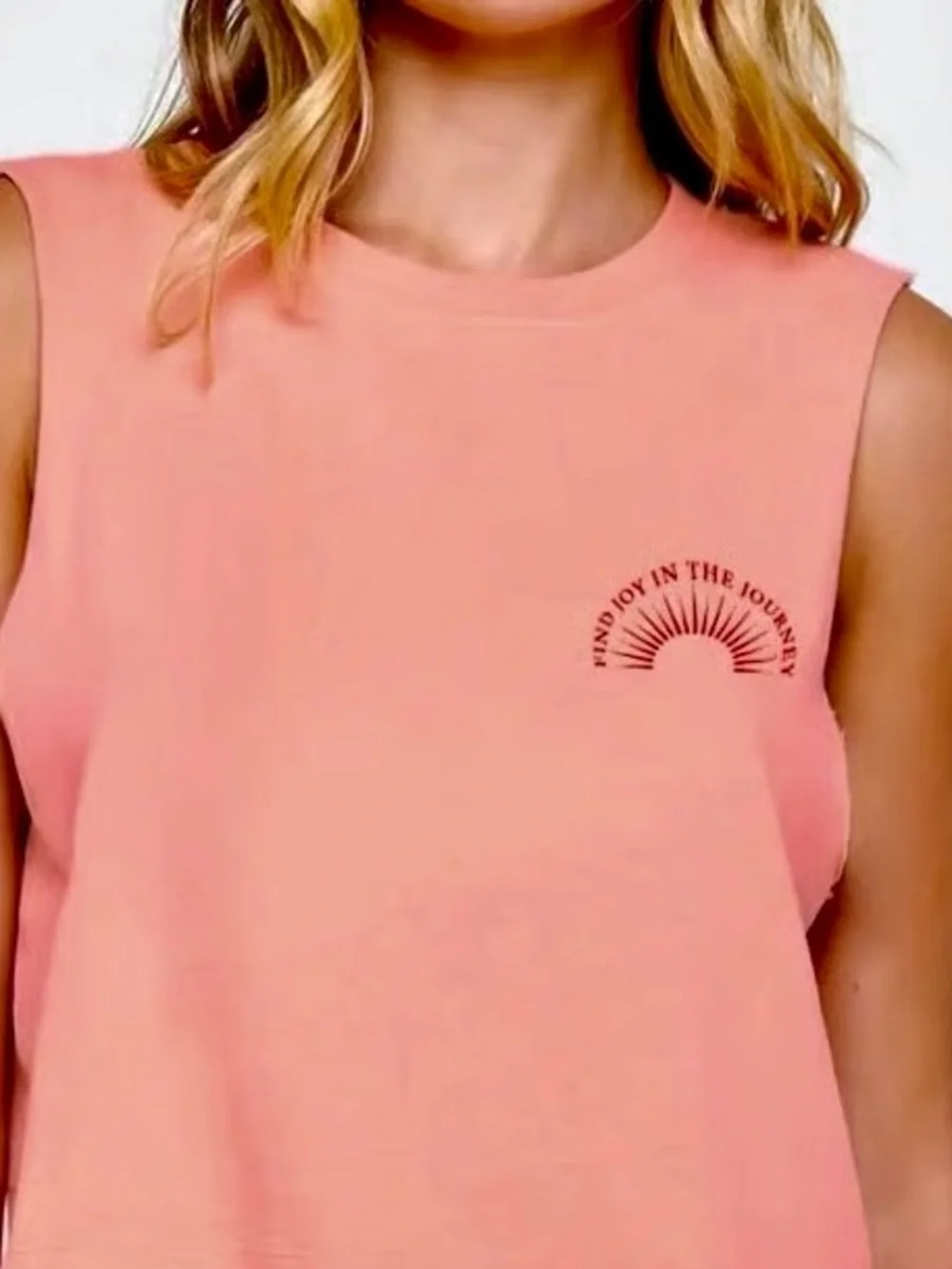 SPIRITUAL GANGSTER Coral Sleeveless Tank Top Find Joy in the Journey Tee T-Shirt